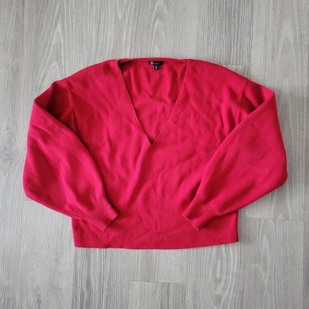 Dynamite Bold Red V-Neck Sweater